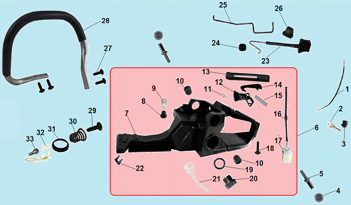 3 БАК - АМОРТИЗАТОР - ПРОБКА БЕНЗОПИЛА CHAMPION 350-18