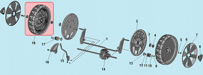 6 КОЛЕСА - РЕДУКТОР Газонокосилка CHAMPION LM5347EBS